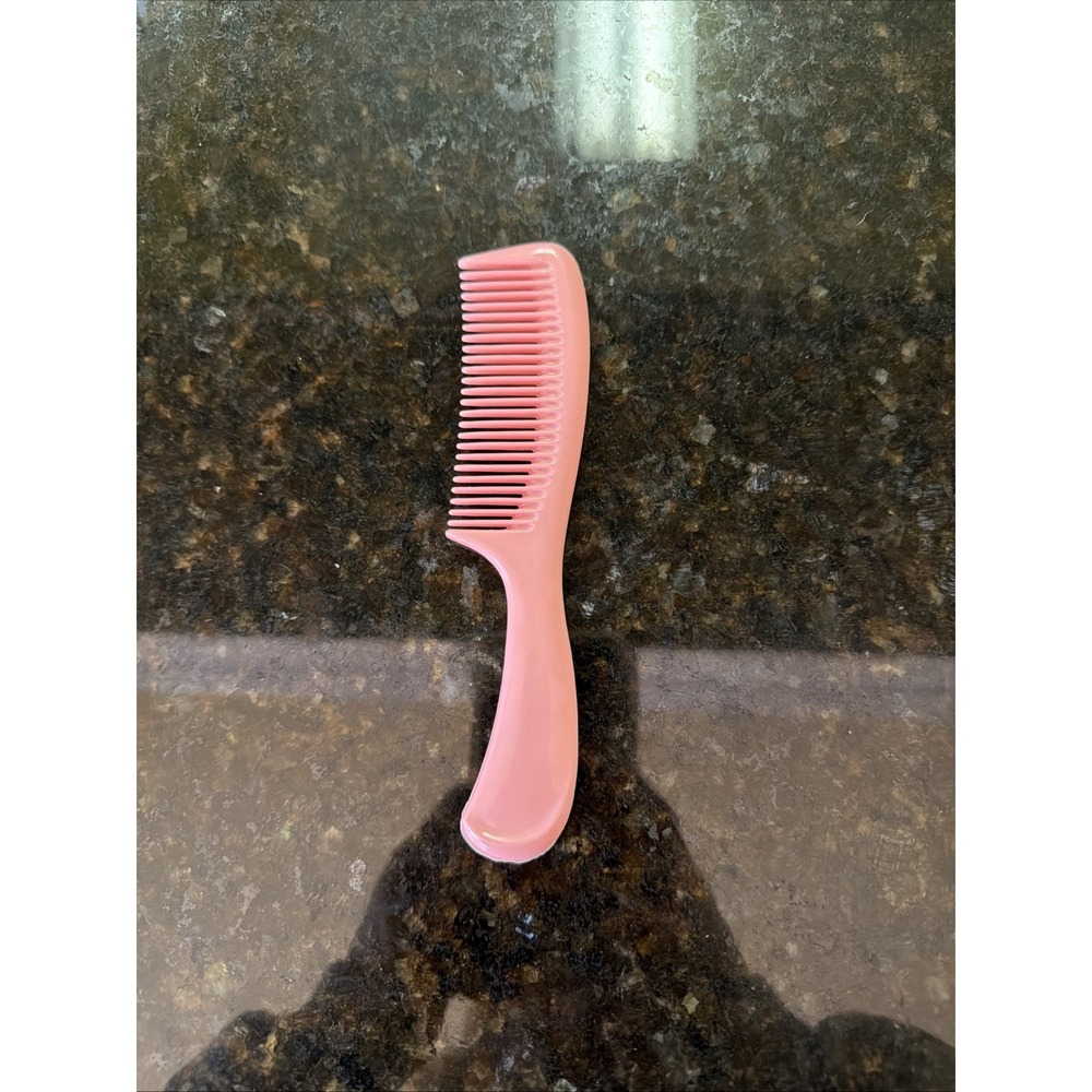 Vintage Pink Pocket Comb Unbreakable 6" Retro Wide Tooth Purse Thick Plastic